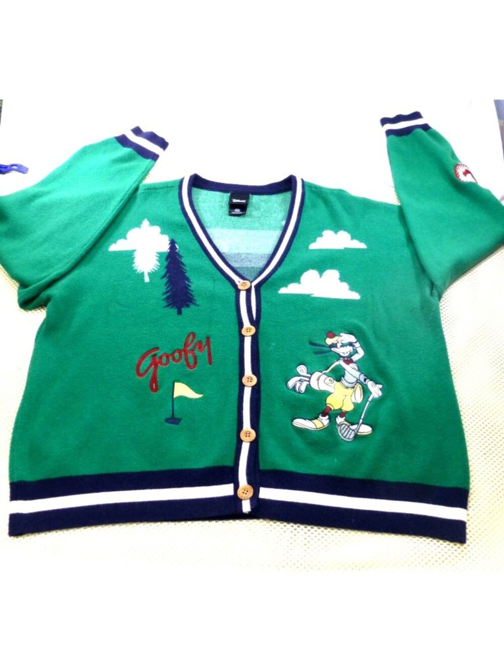 Disney Goofy Golf Sweater Cardigan Green 3X Button-Up‎ Knit Mens Oversized Retro